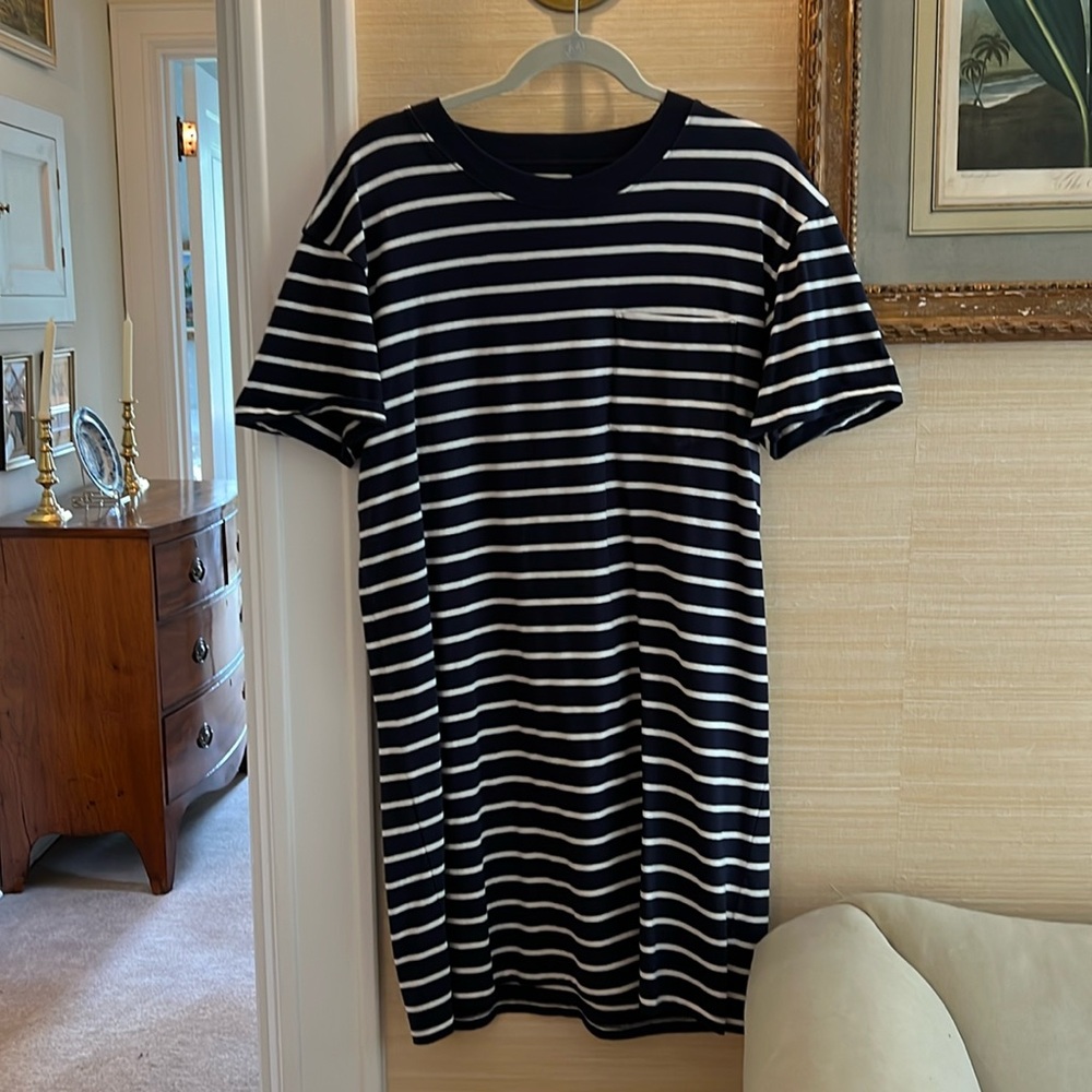 Madewell navy and white striped dress